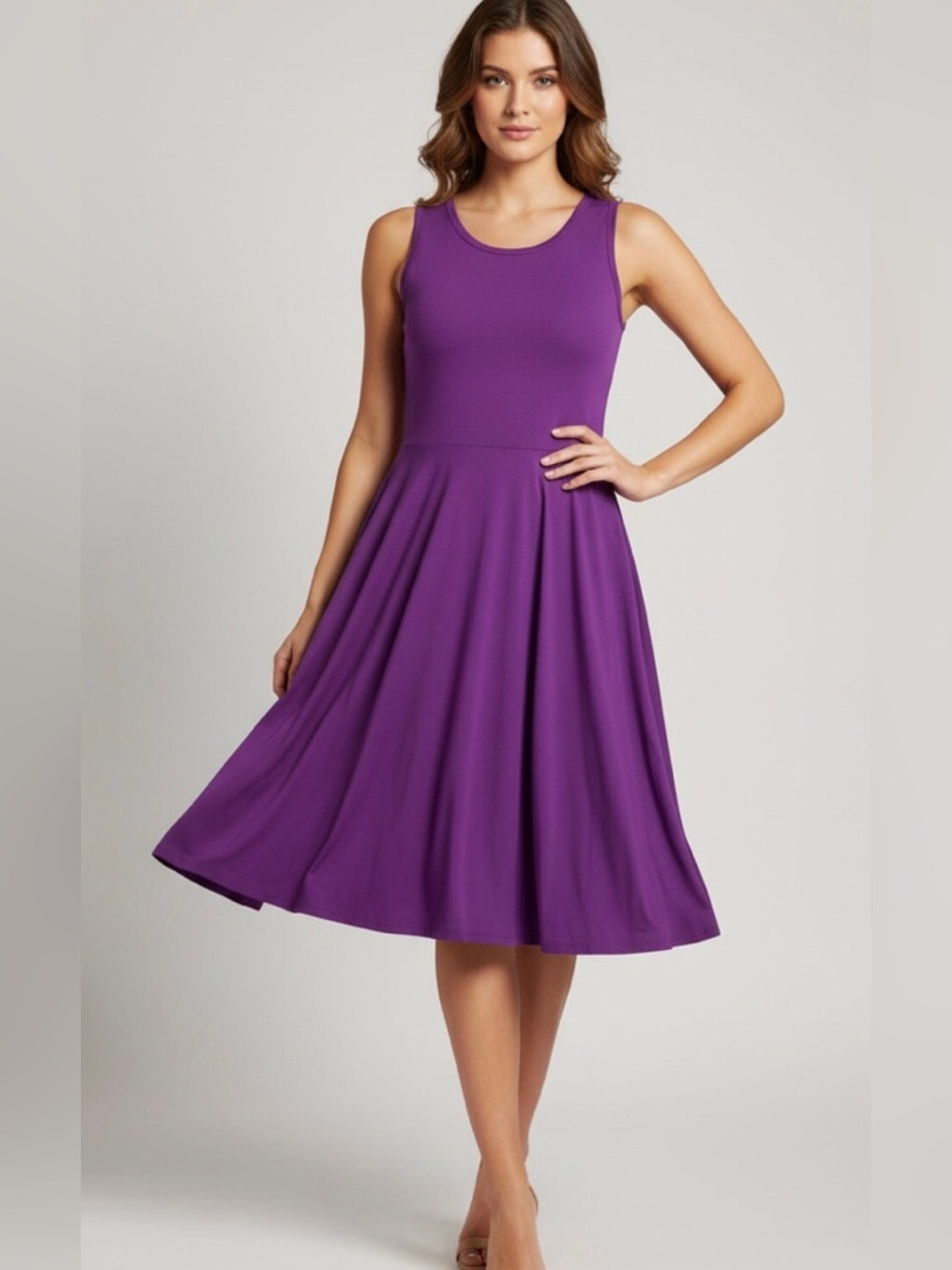 LuLaRoe Nicki Dress Size S Purple Sleeveless Swing Pocket Knit NWT Casual